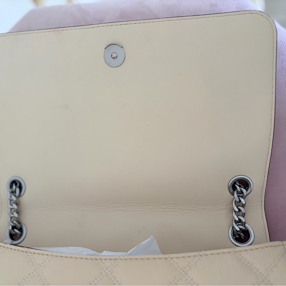 Tory Burch Beige Quilted Leather Chain Crossbody Shoulder Bag - Picture 9 of 14